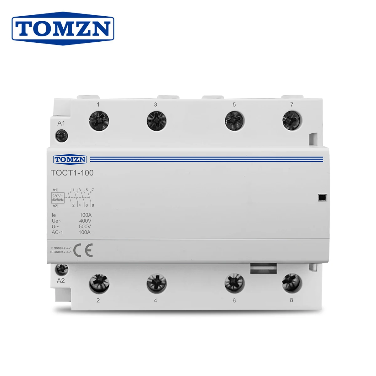 TOCT1-100 4P 100A 4NO 230V 50/60HZ Din rail Household ac Modular contactor four normal open