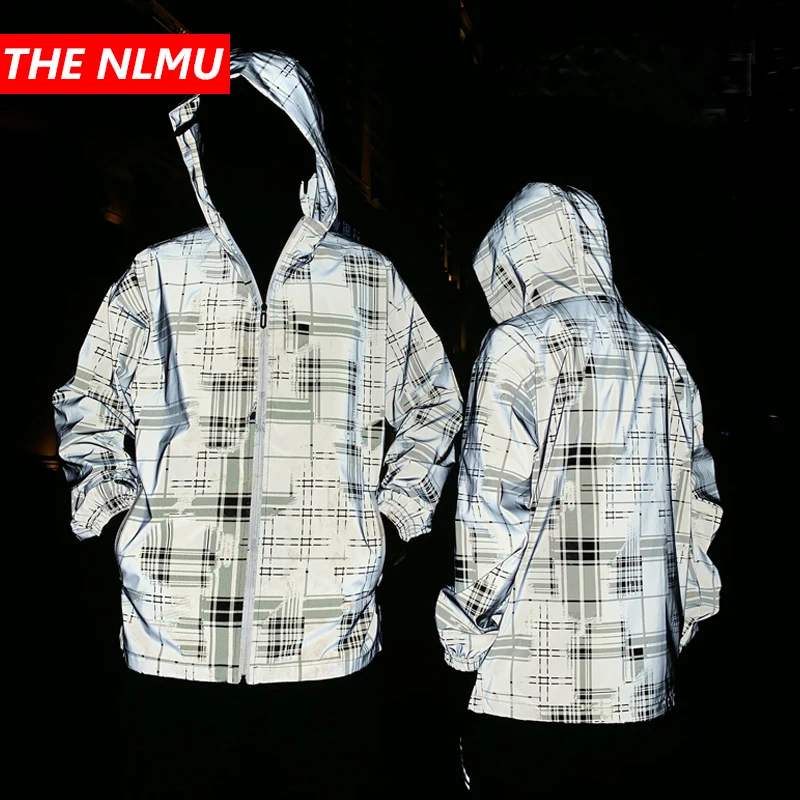 2019 новые мужские клетчатые светоотражающие куртки водонепроницаемая ветровка