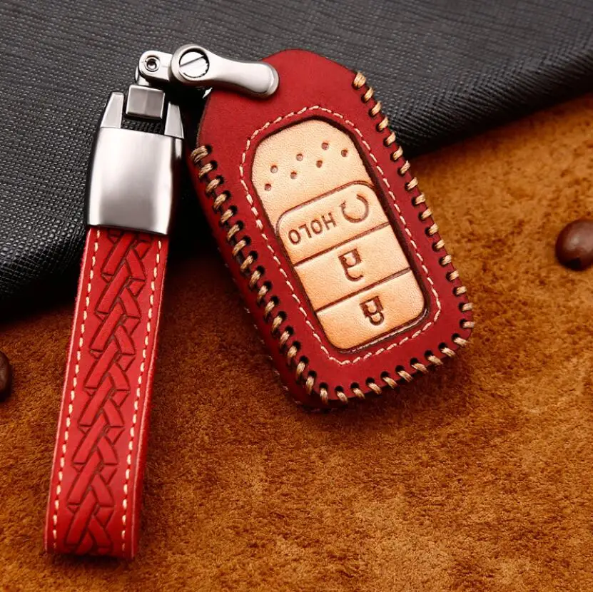 

Car Genuine Leather Car Key Case Cover For Honda CR-V XRV Jazz Accord Civic Crider Jade Odyssey SPIRIOR Element Legend Pilot