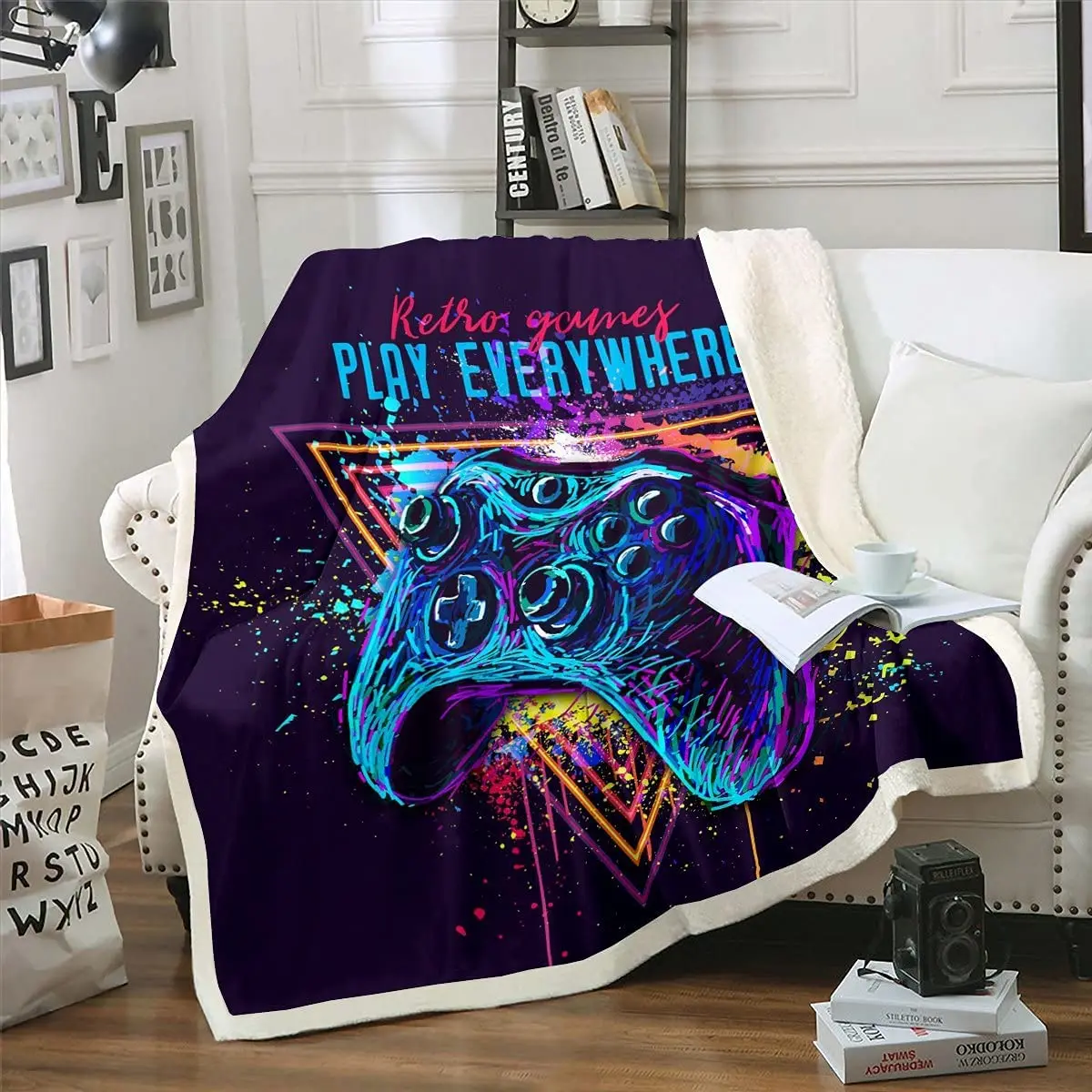 

Gamer Throw Blanket Gamepad Bed Throws for Kids Boys Teens Games Flannel Fleece Blanket for Couch Sofa Cozy Luxury Bed Blankets