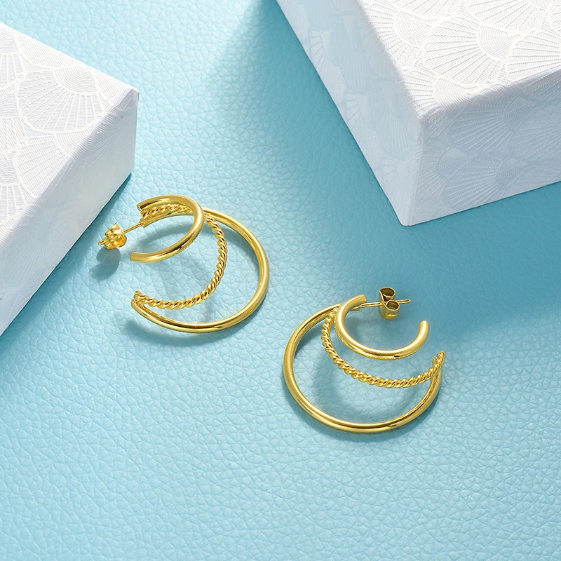 Baoyan европейские золотые серьги кольца оптовая торговля минимализм петли большой