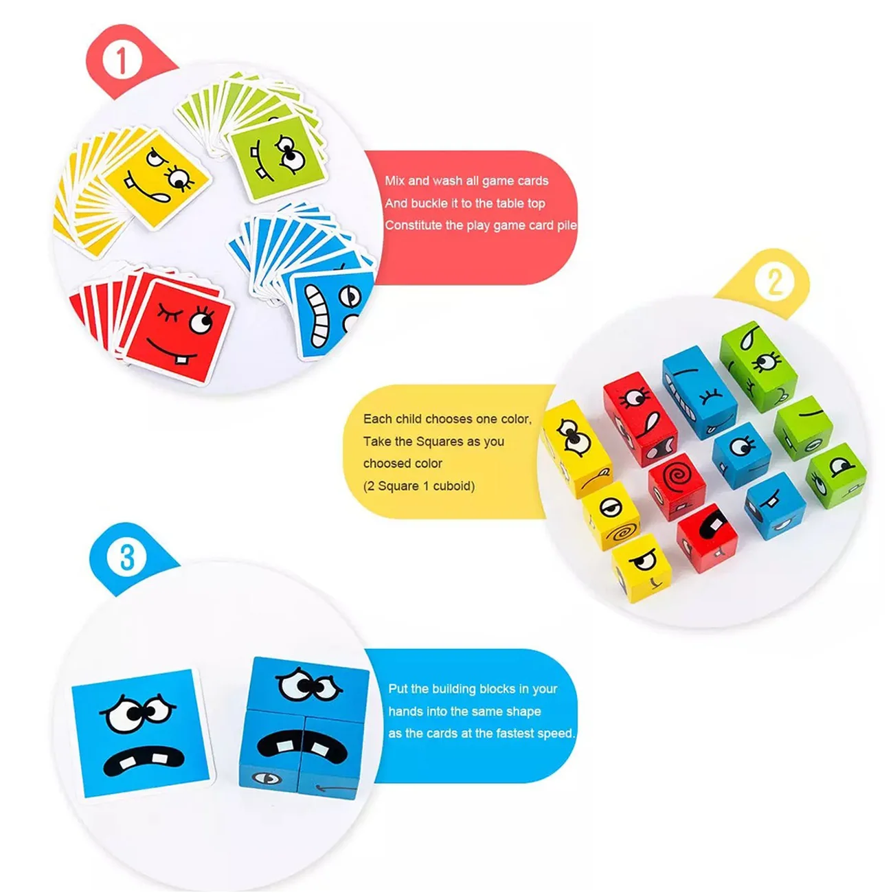 

Montessori Wooden Expression Building Block Early Learning Teaching Intelligence Match Logical Thinking Training Toy Kids Gifts