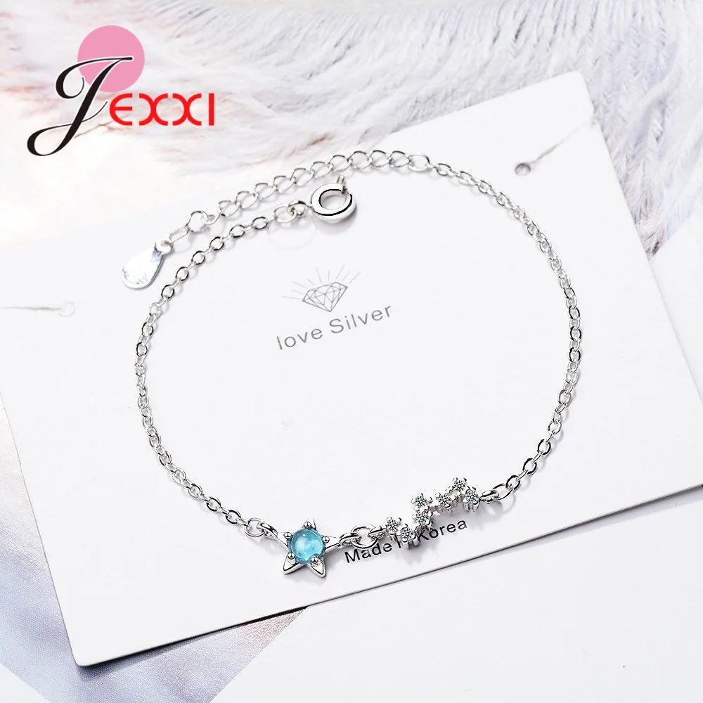 Лидер продаж женский браслет сияющий из стерлингового серебра 925 пробы Синий CZ