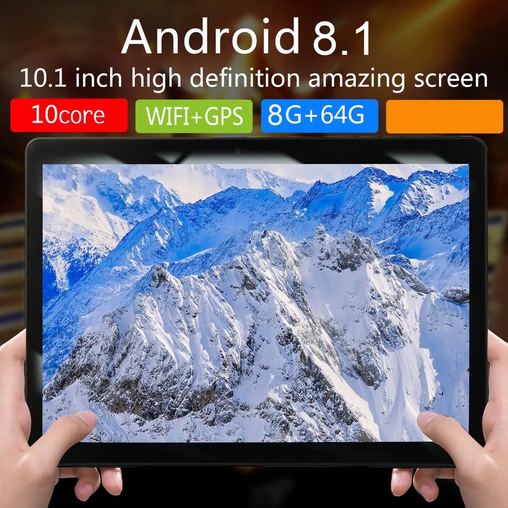 

KT107 Tablet android 8.10 version portable tablets pc with 6G+64G Android tablet 10 inches black EU plug and GPS Tempered Glass