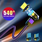 Магнитный кабель USB Type-C, 180  + 360 , для iPhone, Samsung, мобильный телефон, с функцией быстрой зарядки