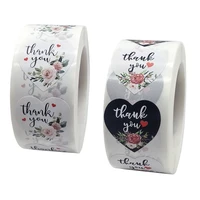 heart floral cute decorative sticker thank you stickers seal labels for business package envelope stationery sticker 500pcsroll