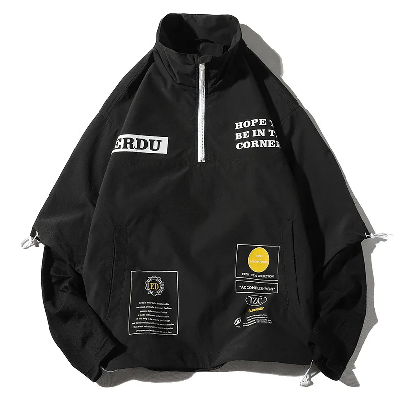 

ICPANS Men Women Couple Pullover Jackets Stand Collar Streetwear Oversized Loose Outwear Hip Hop Mens Jacket Plus Size XXXL 4XL