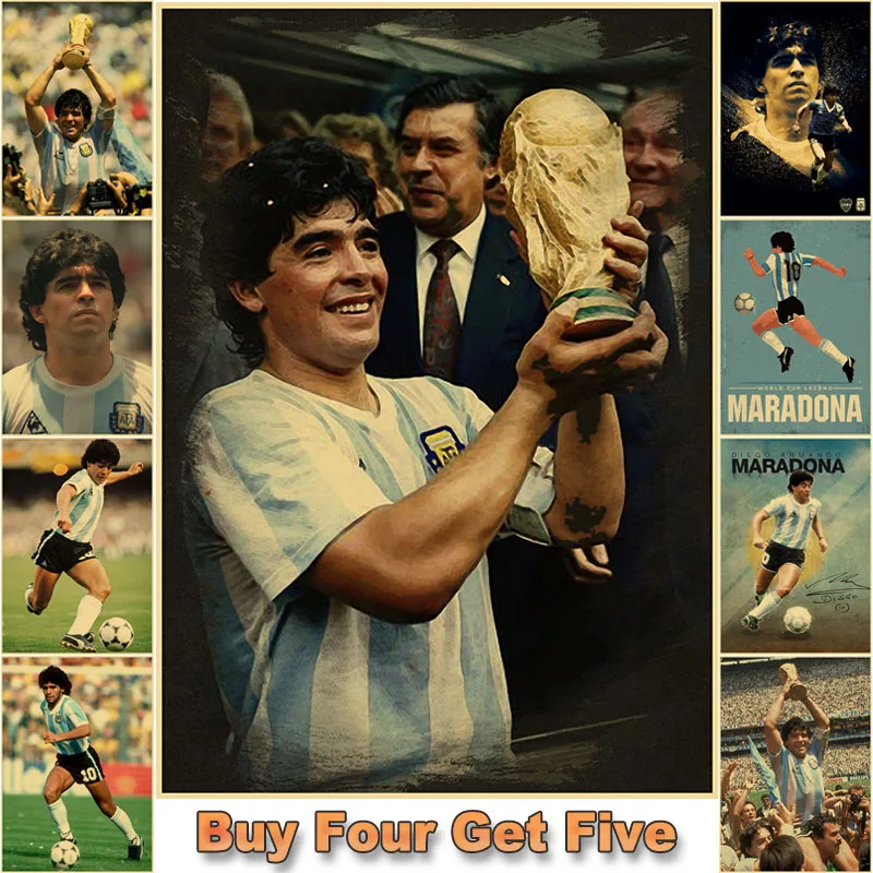 Диего Марадона Ретро плакат крафт бумага бумажные плакаты украшение на стену