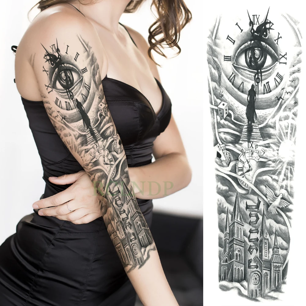 Водостойкая Временная тату наклейка на всю руку большой размер старая школа