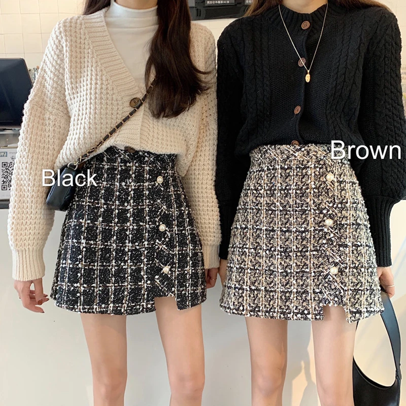 Зимняя шерстяная Женская юбка трапециевидной формы с высокой талией осень 2019