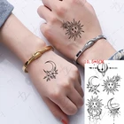 Водостойкая временная татуировка наклейка Ins солнце бог полумесяц черная планета стрела боди-арт флэш-тату поддельные татуировки для женщин и мужчин