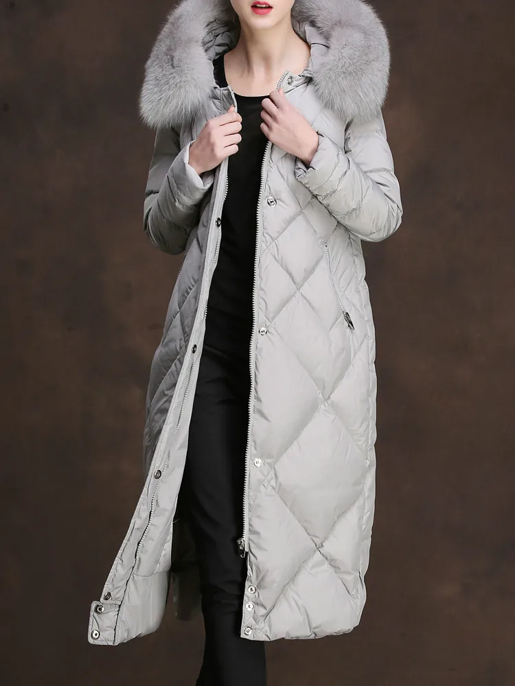 

JCHB 2021 Women's Winter Down Jacket 90% White Duck Down Coat Female Long Fox Fur Collar Hooded Parkas Woman Abrigo Mujer Pph29