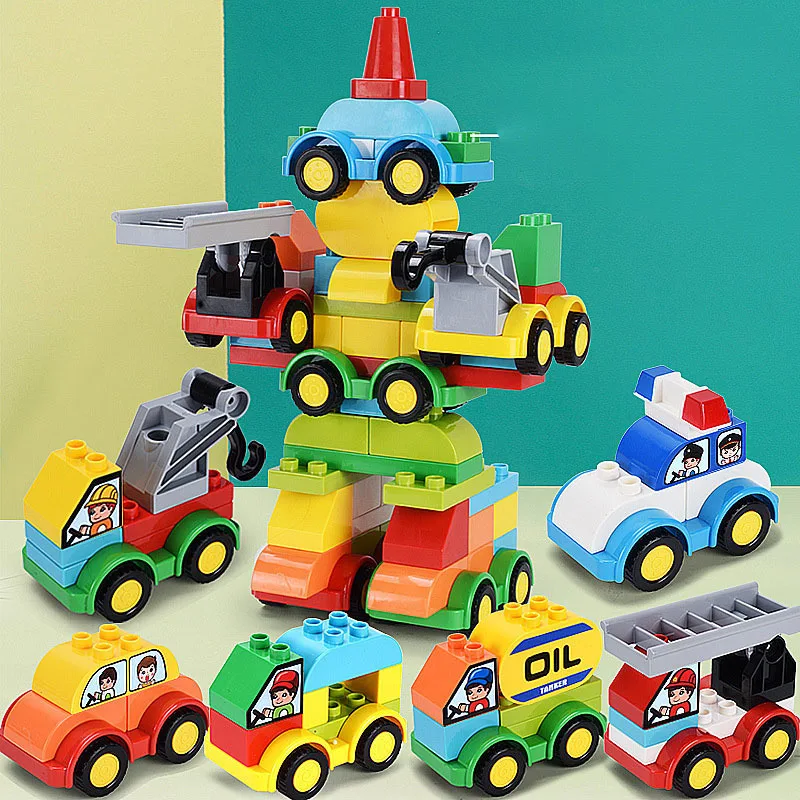 

Рекламная версия, 122 шт., автомобиль 6 в 1, переменный робот, крупные частицы, строительные блоки, совместимые с городскими игрушками