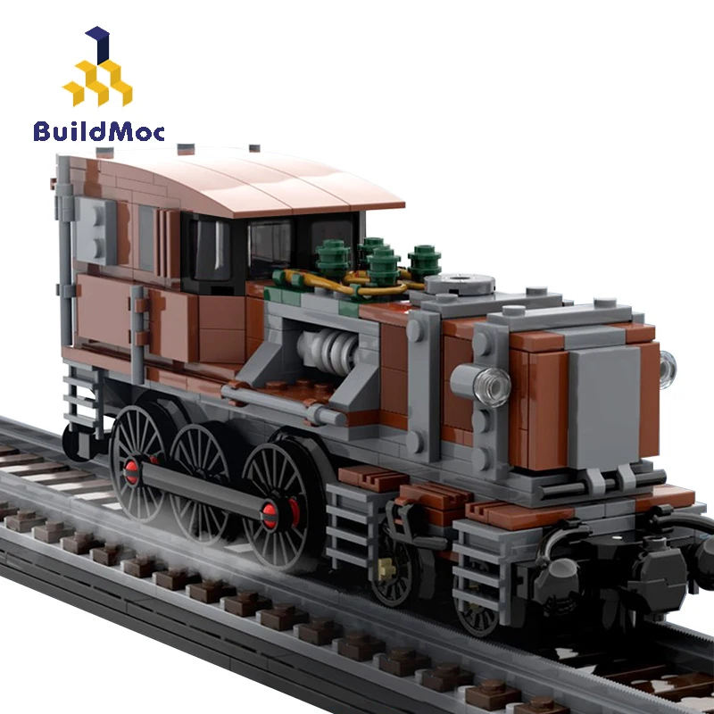 

BuildMoc Train Station Technical Railway MOC Steampunk Crocodile Locomotive Head Building Blocks Bricks Train Toys For Children