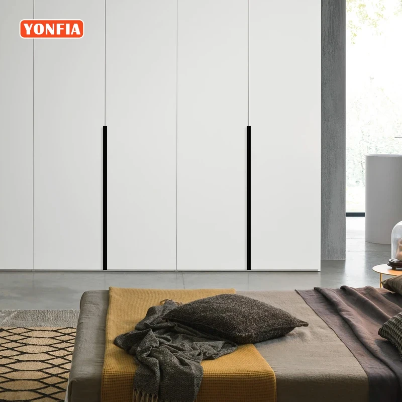 YONFIA 3699S 1m Long Aluminium Hidden Furniture Wardrobe Cabinet Drawer Pull Handle Long Concealed Furniture Closet Door Handle