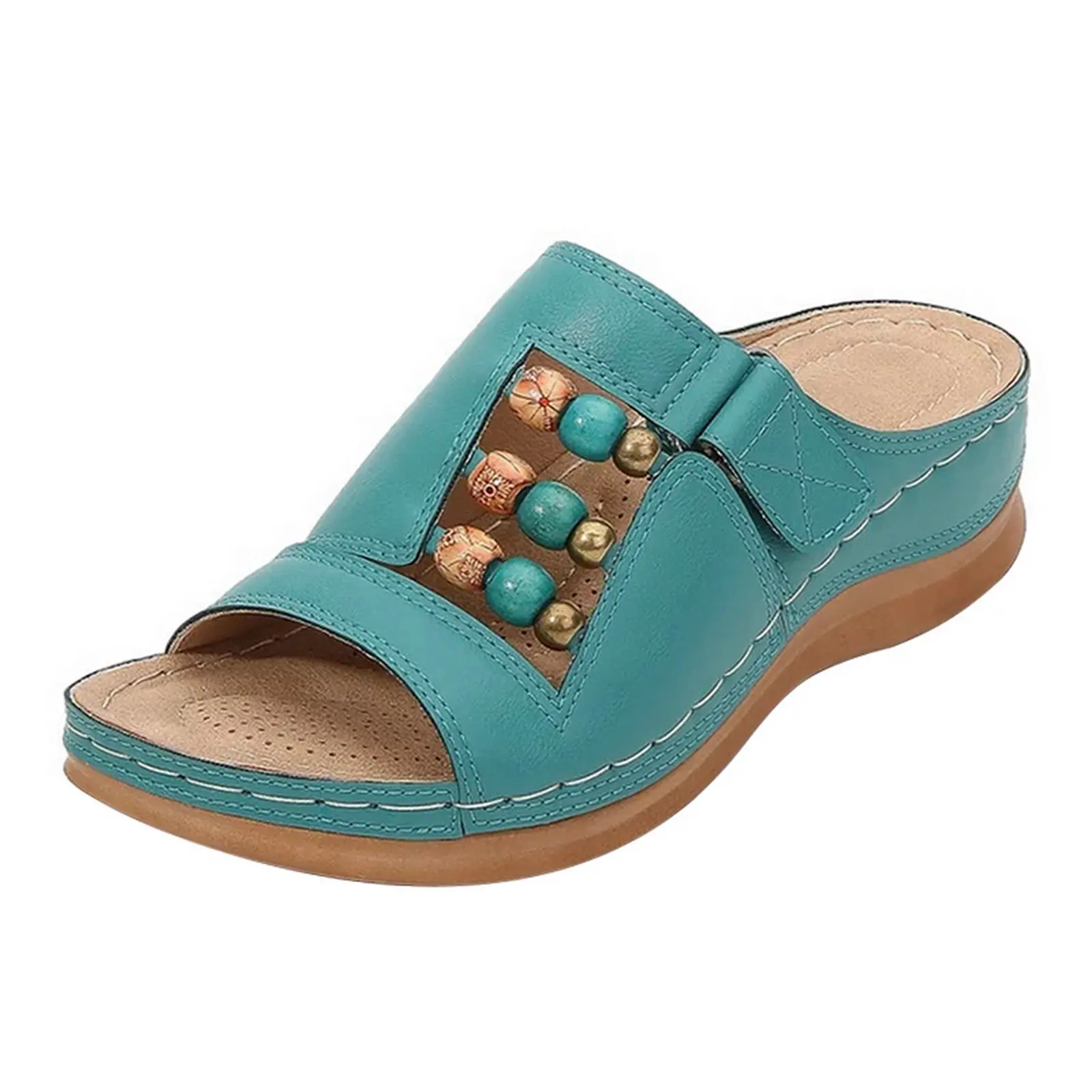 

Summer Women Premium Orthopedic Open Toe Sandals Vintage Anti-slip Breathable Leather Casual Female Platform Retro Shoes 2021