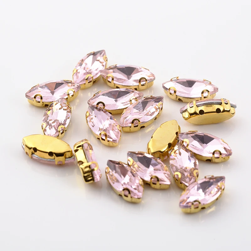 Lt.Rose Ресен 7x15mm 50 шт./упак. D Форма коготь на камнях лошадиный глаз faltback Стекло Швейные Стразы с отверстиями DIY Швейные аксессуары - Цвет: Lt.Rose