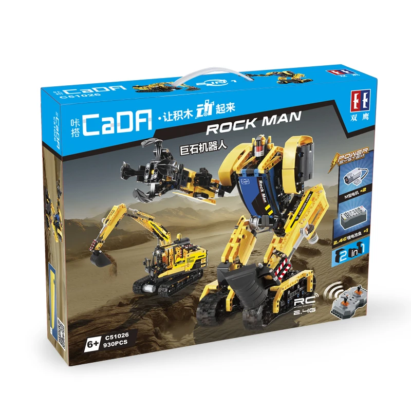CadA 930 шт 2 4G RC деформации робот экскаватора в сборке строительный блок