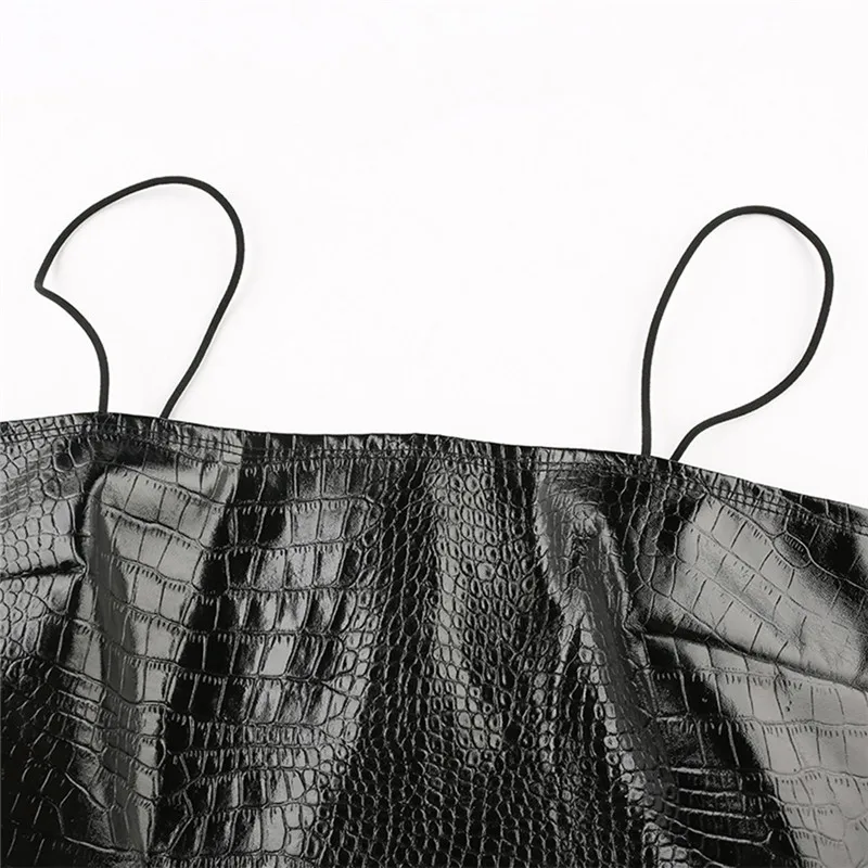 Летний сексуальный женский короткий топ из искусственной кожи Женский Топ без