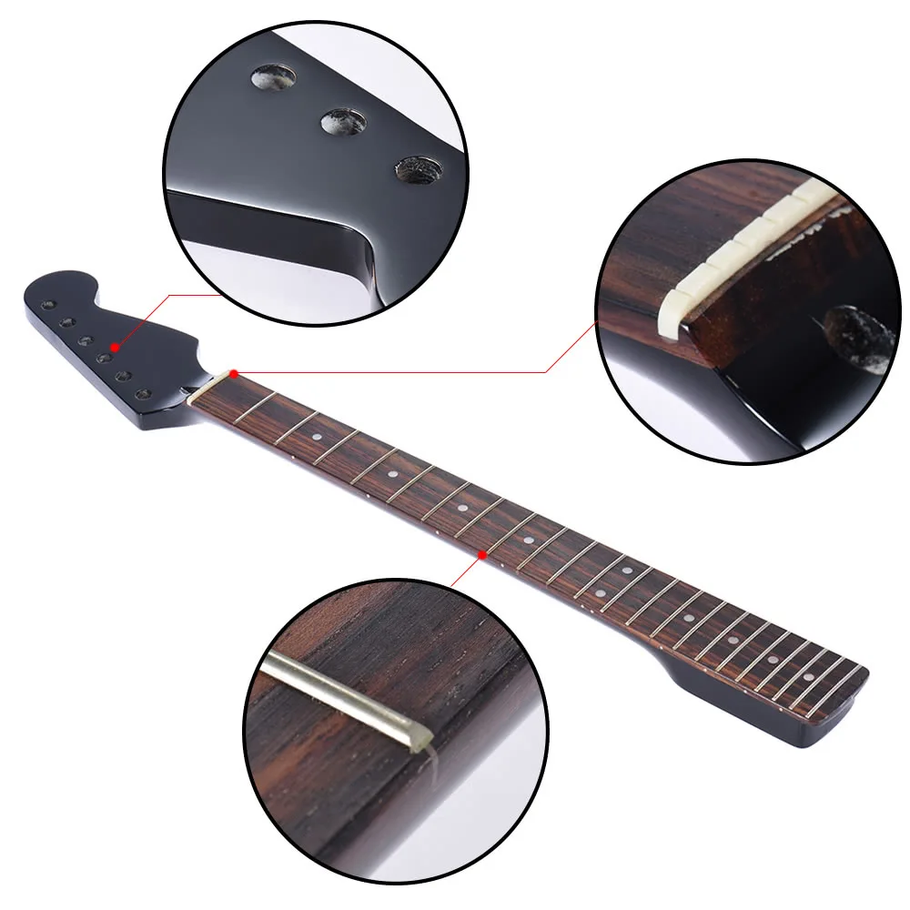 22 bünde rechtshänder ersatz ahorn schwarz gitarre hals palisander griffbrett für st elektrische gitarre free global shipping