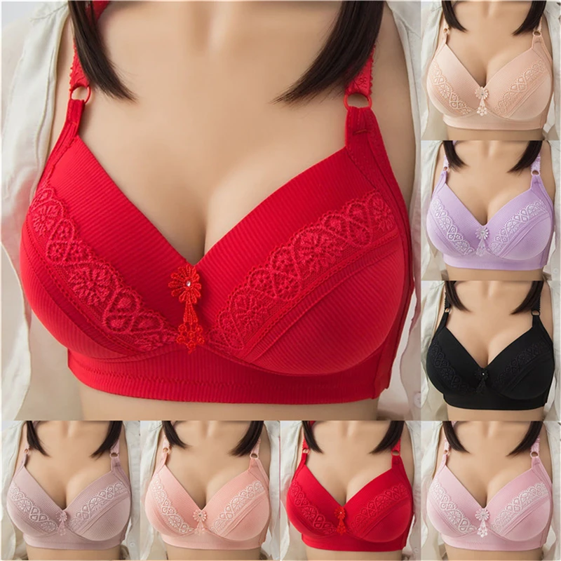 

Women Sexy Bra Hot Brand Push Up Bra Deep V Brassiere Thick Cotton Women Sexy Underwear Lace Embroidery Flowers Lingerie Bras