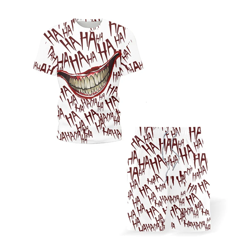 

Summer Sets Men Short Sleeve Hip Hop Big Mouth Printed Male T-Shirt Shorts Beach Set 2021 Funny Trendy Youth Casual Clothes 5XL
