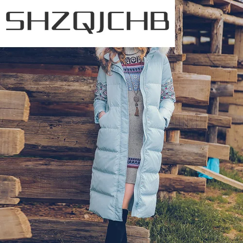 

SHZQ зимнее пальто для женщин 2021 элегантная Корейская теплая куртка на утином пуху Женское пальто с натуральным мехом енота зимнее пальто ...