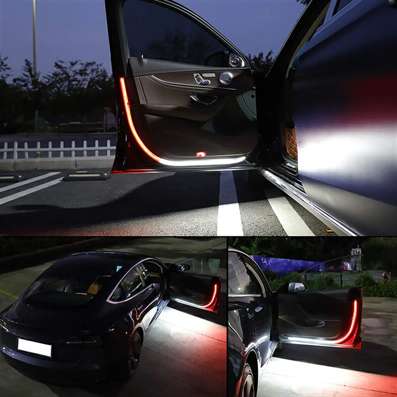 

LED Car Door Welcome Light Safety Warning Streamer Lamp Strip 120cm Waterproof Auto Decorative Ambient Lights