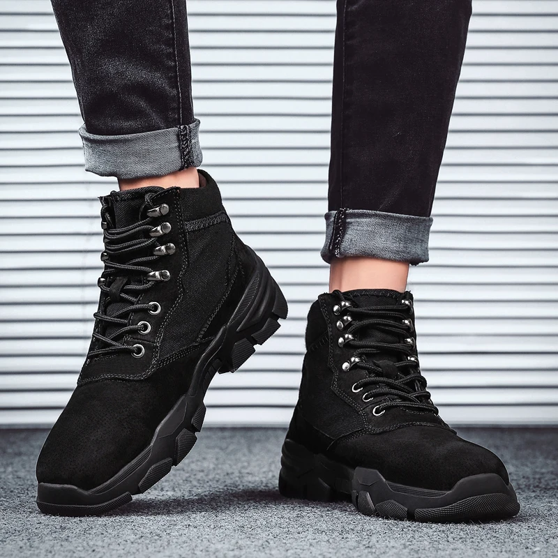 

2021 Brand High Quality Winter Men's Boots Plush Warm Men's Snow Boots Waterproof Men's Ankle Boots Breathable Handmade Outdoor