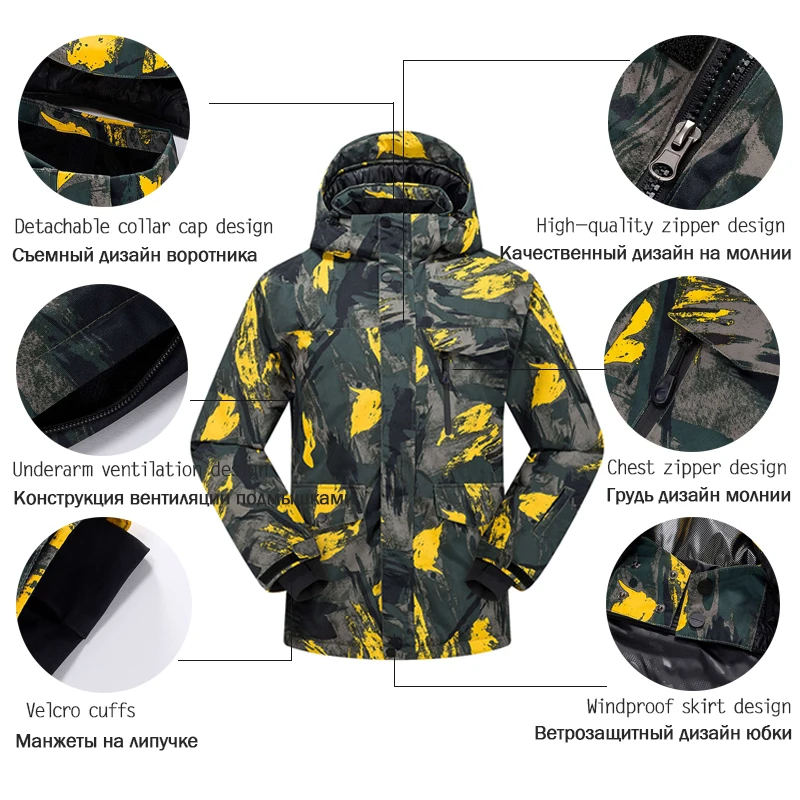 

New Ski Suit Men Winter New Outdoor Windproof Waterproof Thermal Male Snow Pants Sets Skiing And Snowboarding Ski Jacket Men