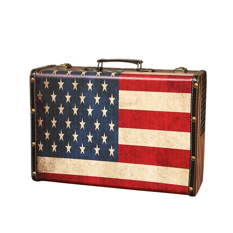 

Big retro wooden storage box vintage jewelry box with Lock suitcase for Display window decorations gift & desk organizer Zakka