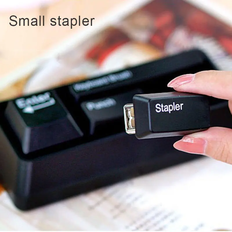 

4 Pcs Keyboard Hole Puncher Stapler Keyboard Brush Magnetic Clip Dispenser Stationary Set for Office