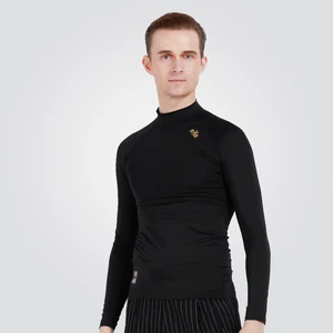 Мужские облегающие рубашки для латиноамериканских танцев, с высоким воротником и длинными рукавами, топы для тренировок, ча-Румба, Самба, Мужская одежда для выступлений DNV13783