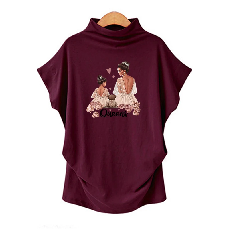 

Summer Lady Tshirt Harajuku Vintage Parent Child Print O Neck Fashion Short Sleeve Casual Tee Tops Female Plus Size T-Shirt New