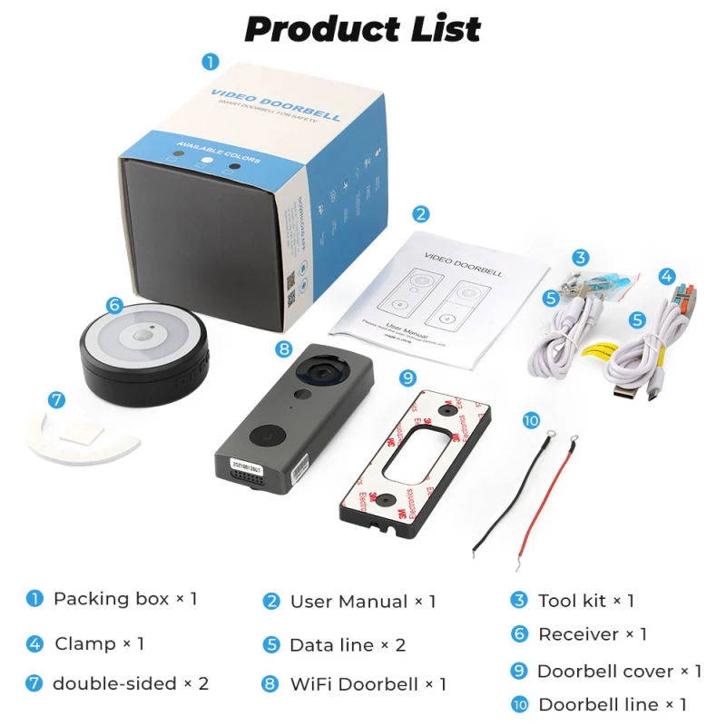 Tuya WIFI Doorbell Smart Home Wireless Phone DoorBell Security Alarm 1080P HD Camera Low Power Video Intercom Bell For Apartment |