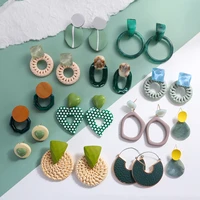 aensoa 32 styles blue geometric acrylic resin dangle drop earrings for women korean irregular long earring pendant jewelry gift