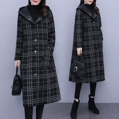 

Plus Size 5xl Women Coats And Jackets Winter Thick Overcoat Plaid Female Jacket Casual Casaco Feminino Woolen Clothes