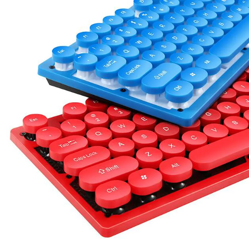 Проводная клавиатура с подсветкой ретро круглая клавиша универсальная панк