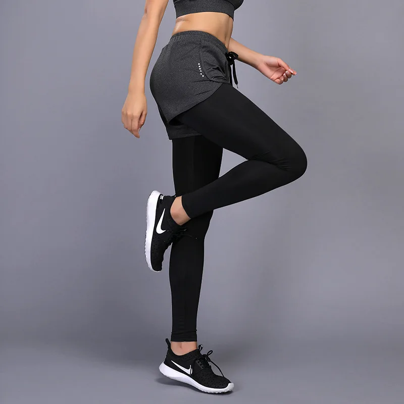 Женские спортивные штаны для фитнеса и йоги шорты бега 2 в 1 колготки пробежек