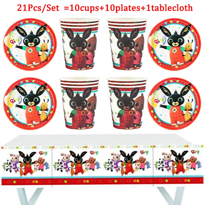 

Baby Shower birthday party supplies set Rabbit Theme disposable cups plates tableware tablecloth kids girls boy party decoration