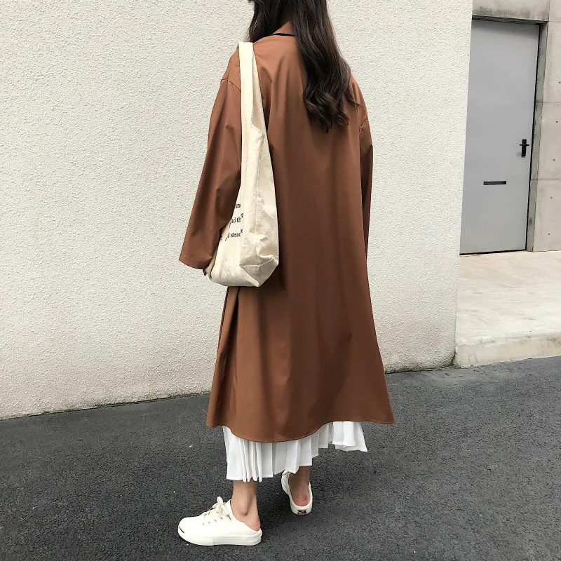 Тренчкот женский длинный модная повседневная ветровка накидка приталенный