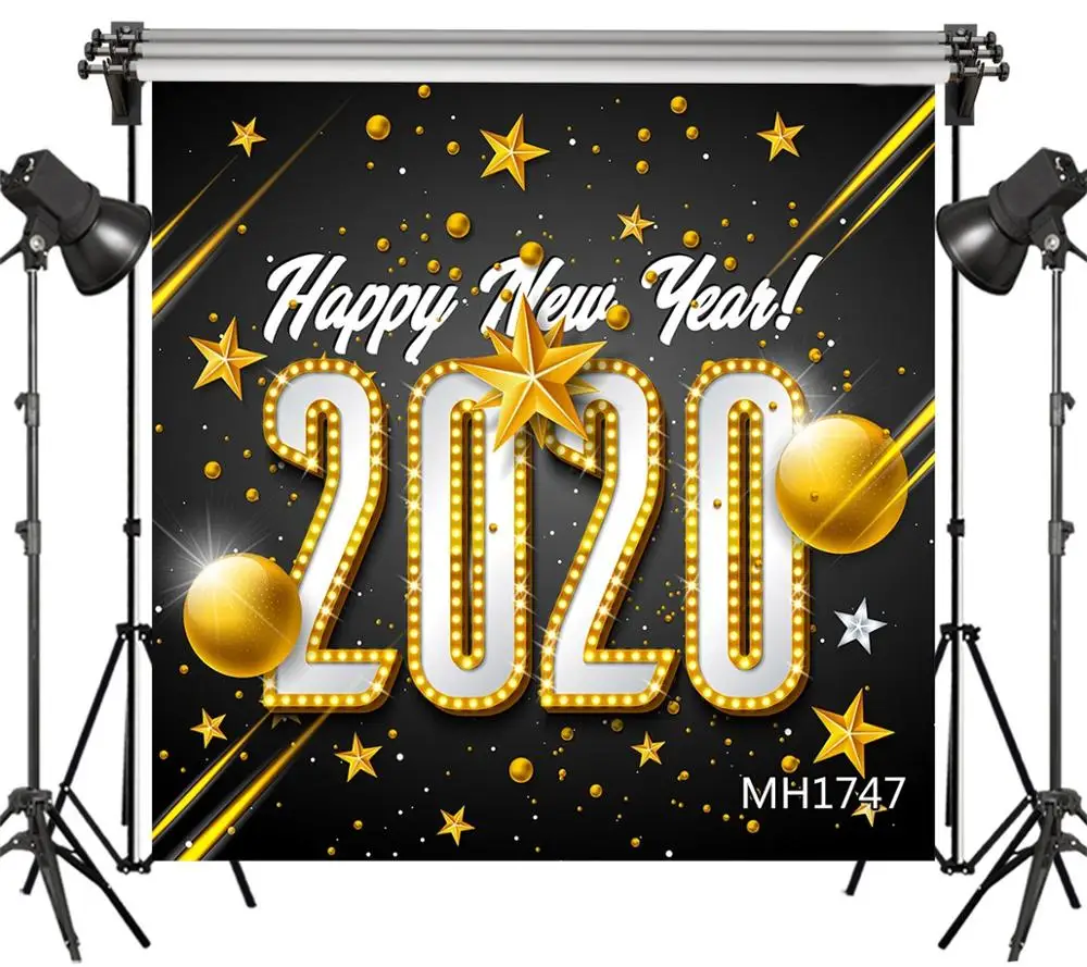 Фотофон с новым годом 2020 золотые звезды фотография фон Новогодняя вечевечерние НКА баннер для детей малышей взрослых портретная съемка