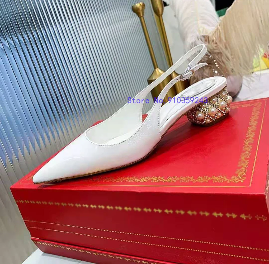 

2021 spring and summer new designer brand top quality denim, cow patent leather with pearl rhinestones, charming and fashionable