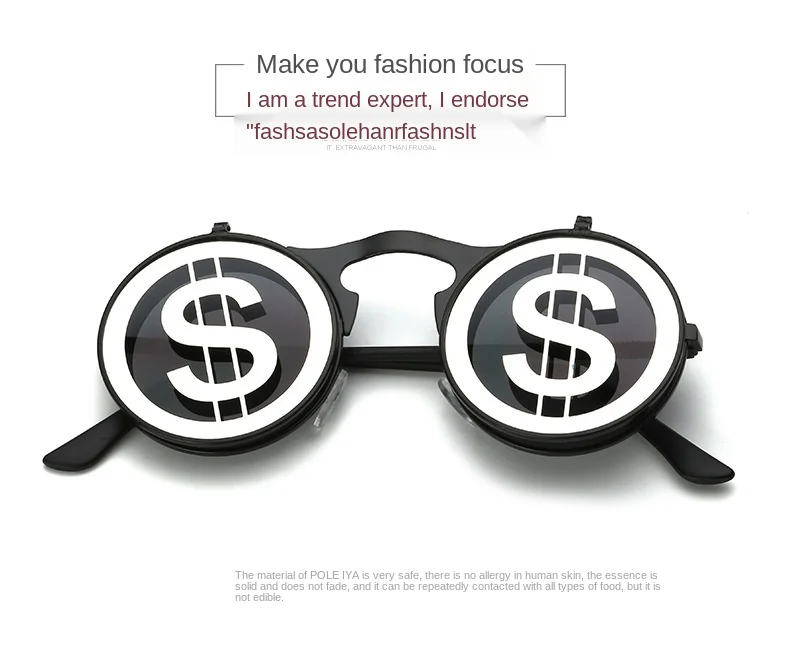 

Rock Steampunk Sunglassses Flip Cover Retro Alloy Classic Sun Glasses For Men Women Halloween Bar Costumes Props