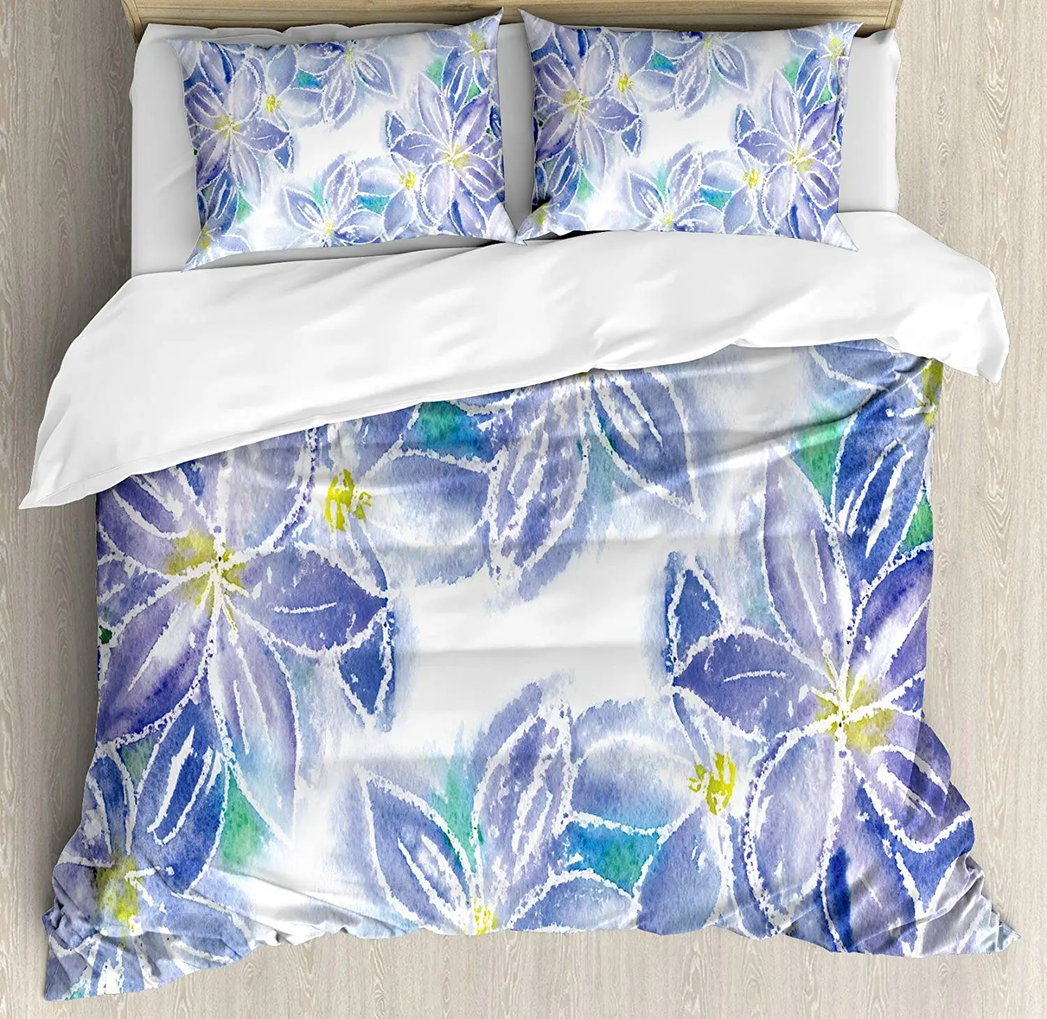 Набор пододеяльников с акварелью и цветами комплект из 3 предметов для весеннего