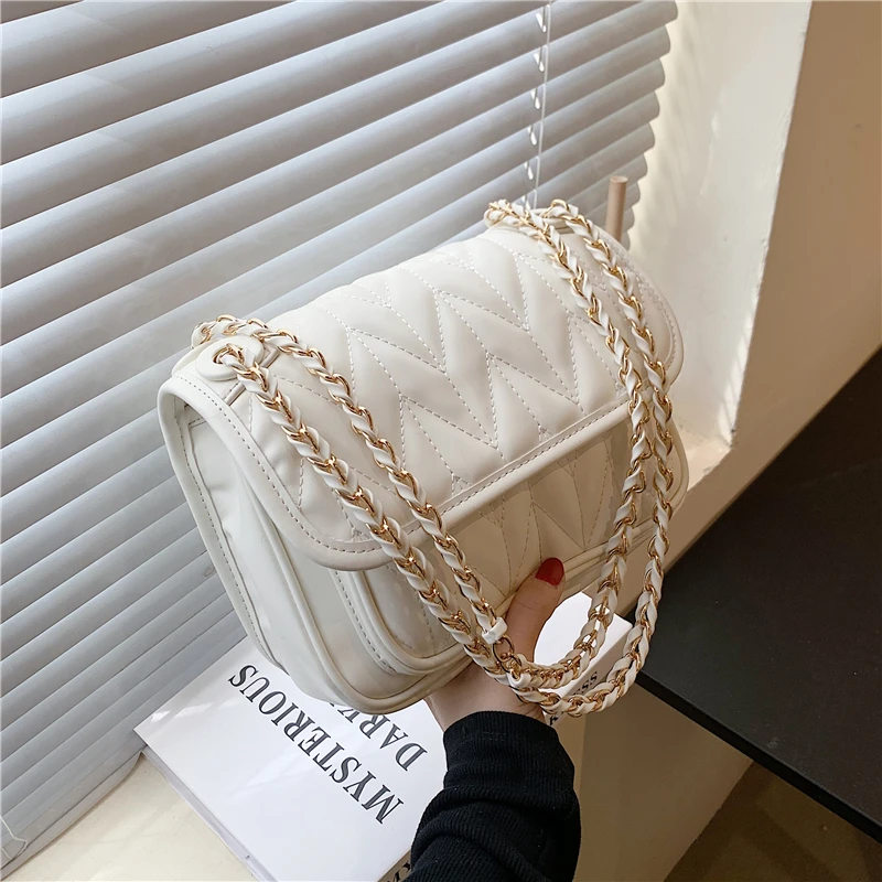 

Candy Colors Quilted Chain Small Messenger Bags For Women Famous Brand Weave Shoulder Bag High Quality Purses And Handbags 2021