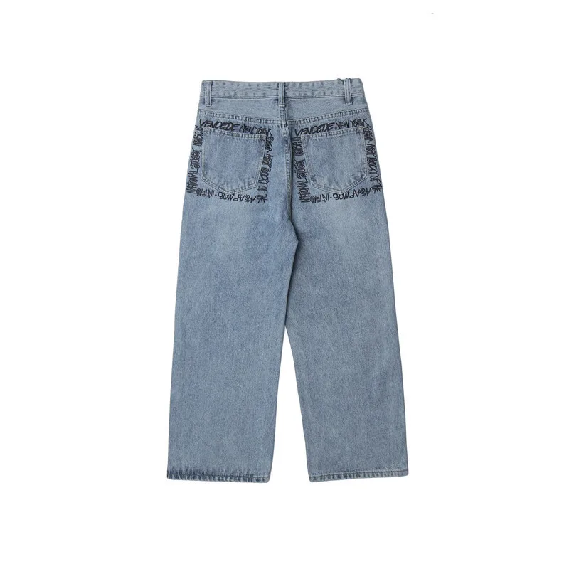 

Spring Trousers Cartoon Printed Jeans Men's Harajuku Fashion Brand Street Casual Fashion Graffiti Loose Blue Jeans