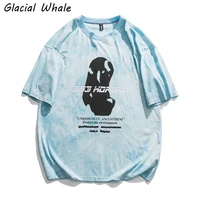 glacialwhale mans oversized t shirt women 2021 summer new top casual t shirts harajuku tshirt male tie dye blue t shirt for men