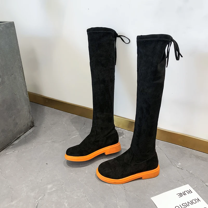 Высокие сапоги до бедра на шнуровке женские зимние ботфорты выше колена