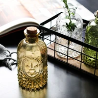 vintage carved glass flower vase tabletop vase for home decoration photo prop transparent storage jar aromatherapy bottle